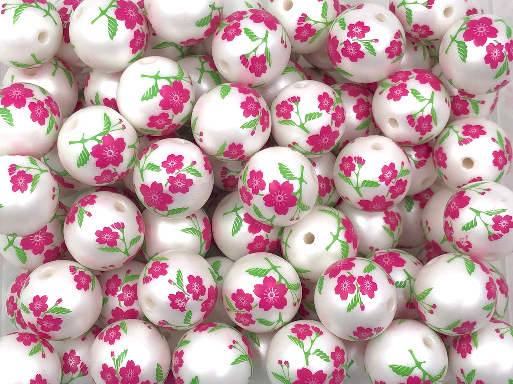 20mm Pink Flower Chunky Beads