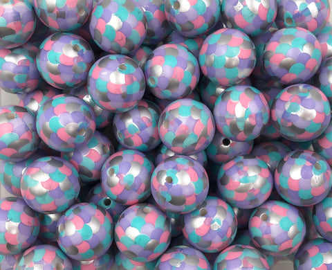 20mm Mermaid Chunky Beads--Purple, Aqua, Pink & Gold