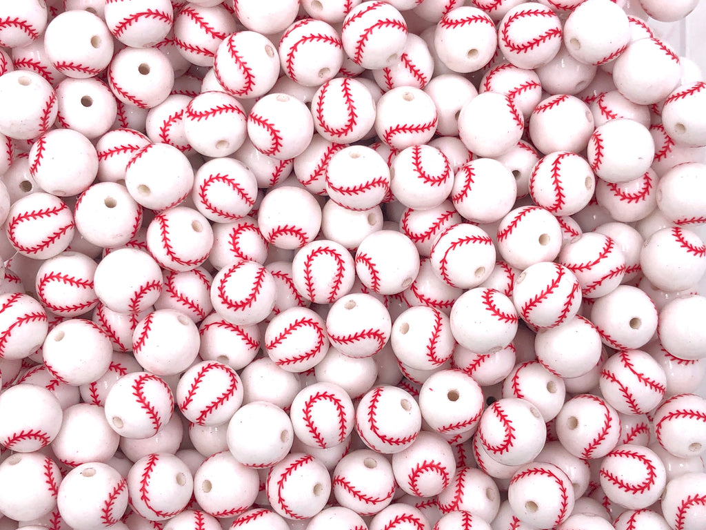 12mm Baseball Mini Chunky Beads