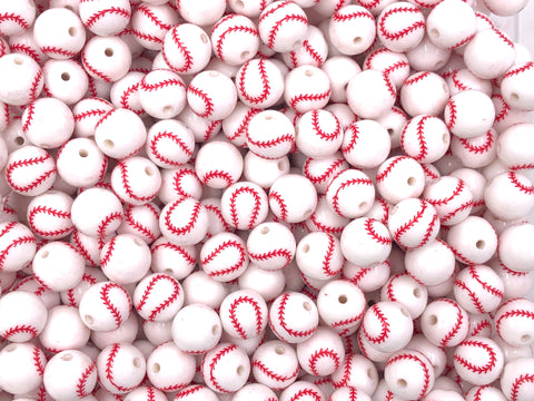 12mm Baseball Acrylic Beads