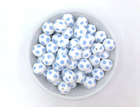 Light Blue Soccer Ball Silicone Beads