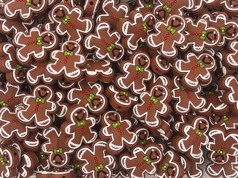 Gingerbread Silicone Beads--Brown