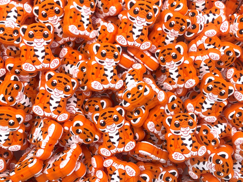 Tiger Silicone Beads--Orange