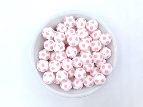 Soft Pink Soccer Ball Silicone Beads