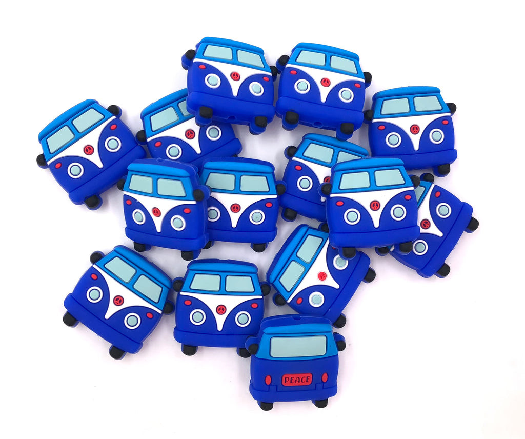 Peace Van Silicone Focal Beads--Royal Blue