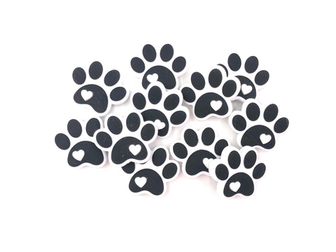 Paw Print Silicone Beads--White