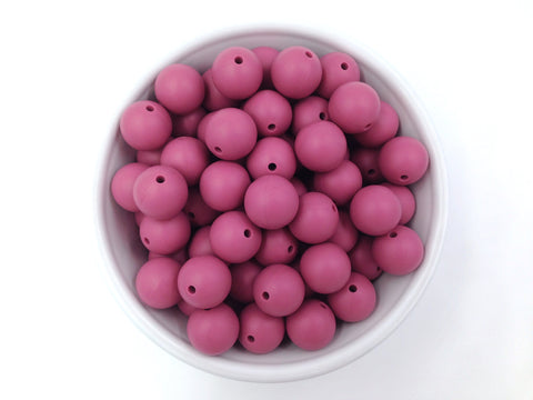15mm Plum Rose Silicone Beads