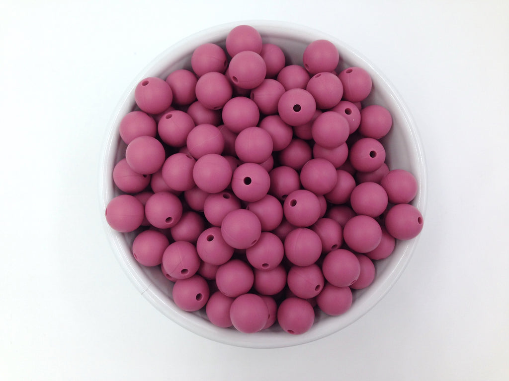 12mm Plum Rose Silicone Beads
