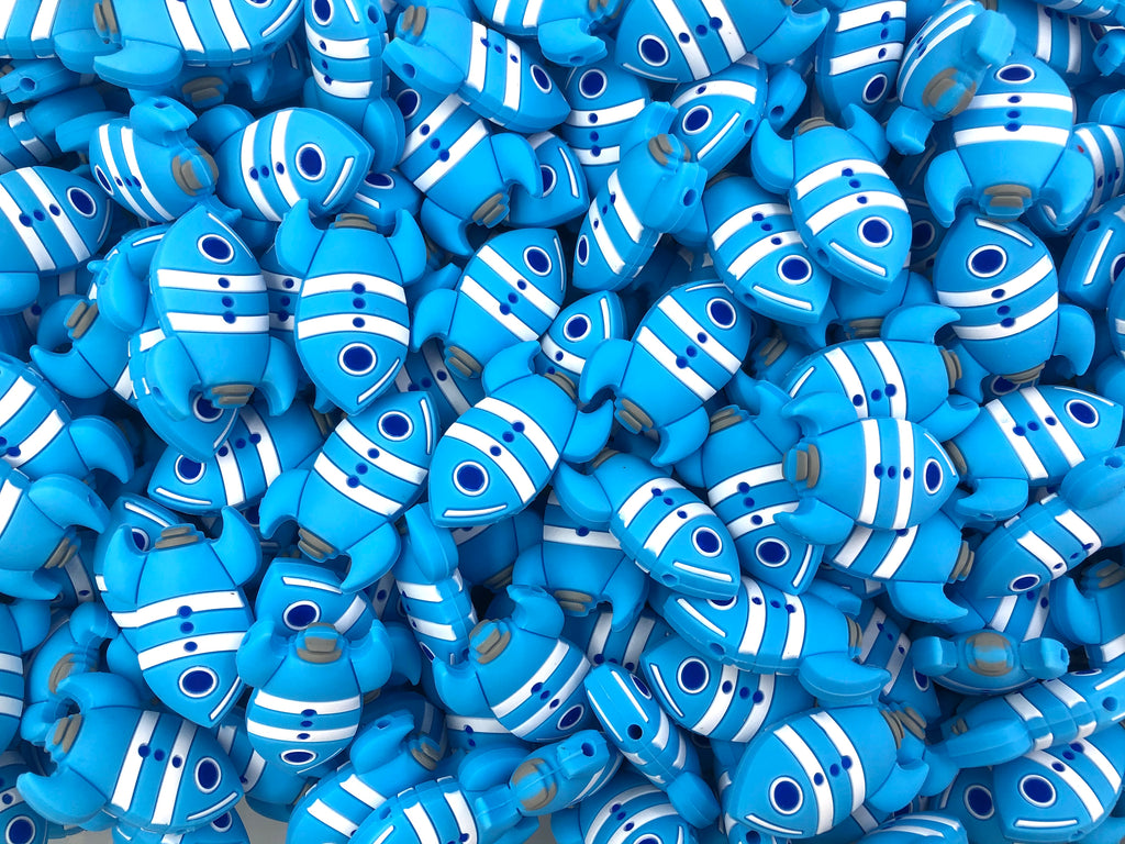 Sky Blue Rocket Silicone Beads