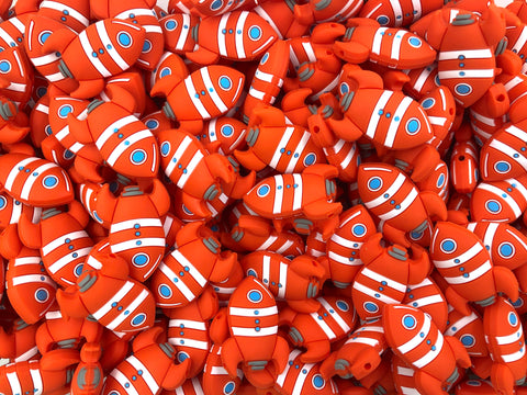 Orange Rocket Silicone Beads