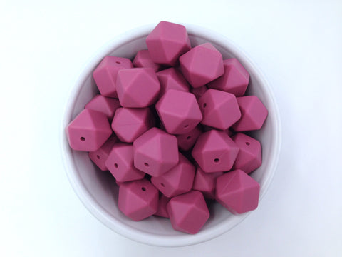 Plum Rose Hexagon Silicone Beads