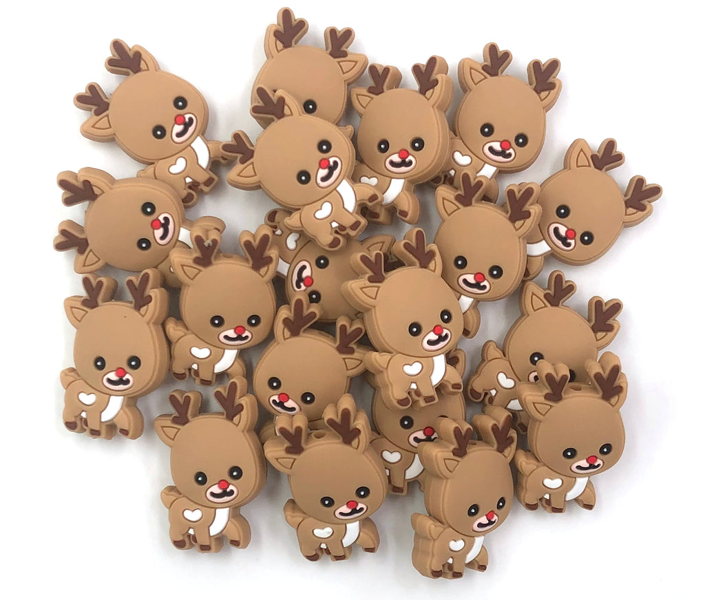 Red Nosed Reindeer Silicone Beads
