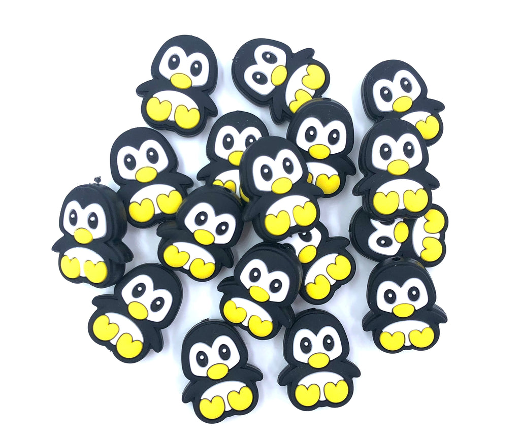 Penguin Silicone Beads--Black