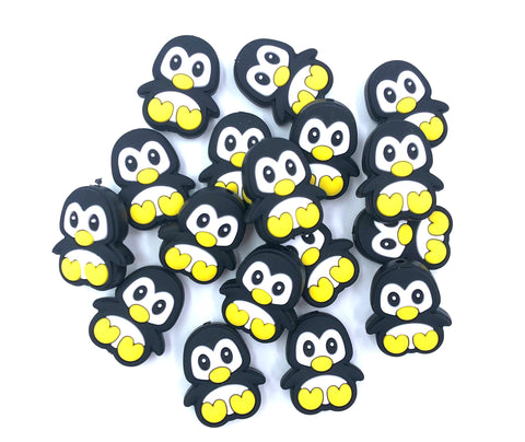 Penguin Silicone Beads--Black