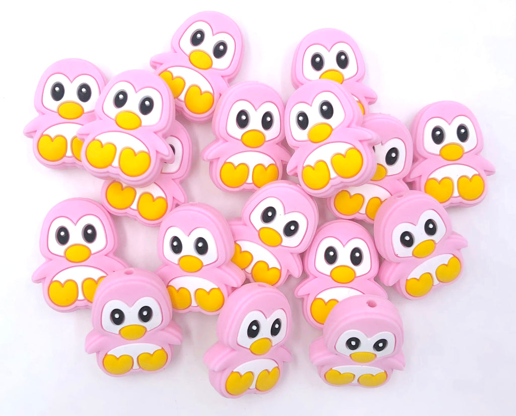 Penguin Silicone Beads--Baby Pink