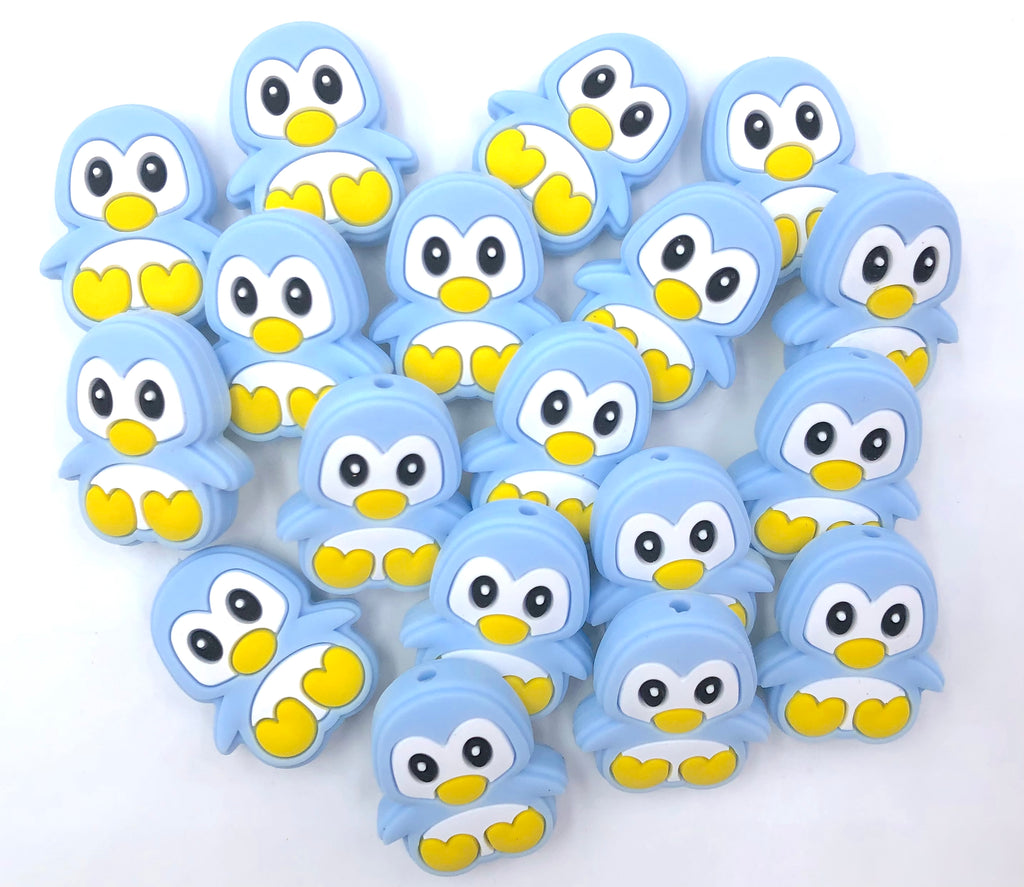 Penguin Silicone Beads--Baby Blue