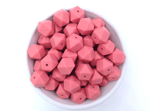 14mm Strawberry Ice Mini Hexagon Silicone Beads