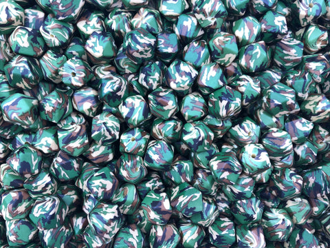Camo Print Hexagon Silicone Beads--14mm