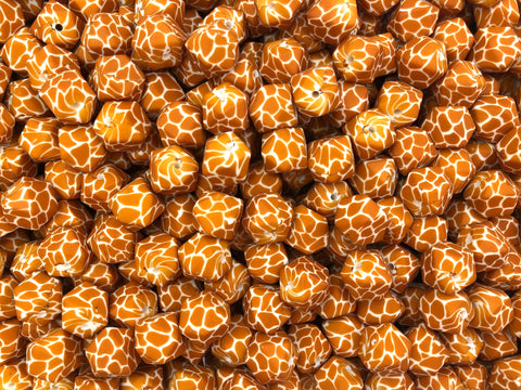 Giraffe Print Hexagon Silicone Beads--14mm