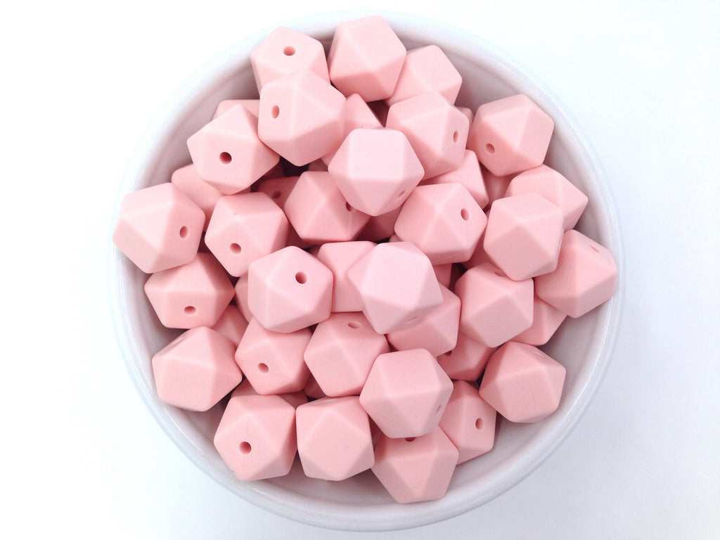 14mm Ballet Pink Mini Hexagon Silicone Beads