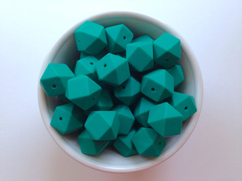 Emerald Hexagon Silicone Beads