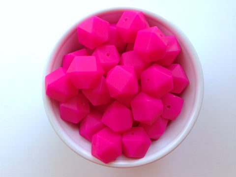 Fuchsia Pink Hexagon Silicone Beads