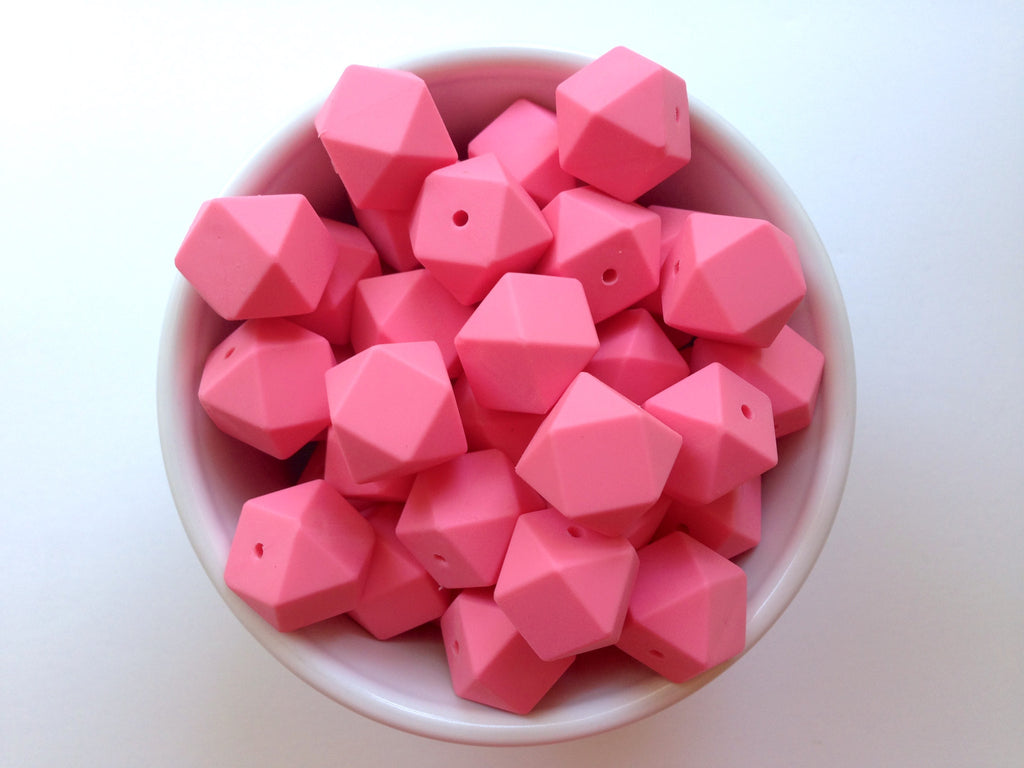 Perfectly Pink Hexagon Silicone Beads