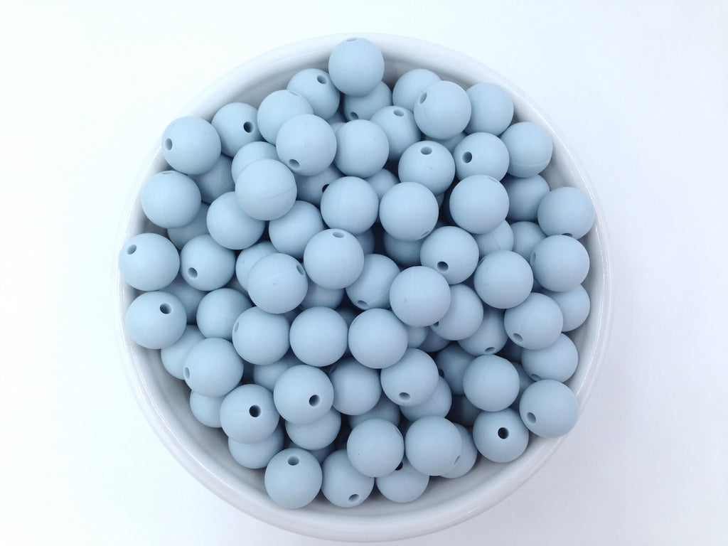 12mm Icicle Blue Silicone Beads