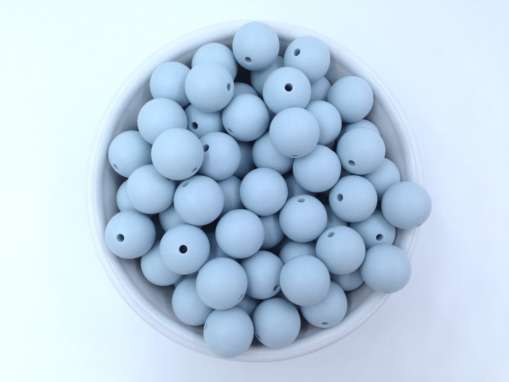 15mm Icicle Blue Silicone Beads