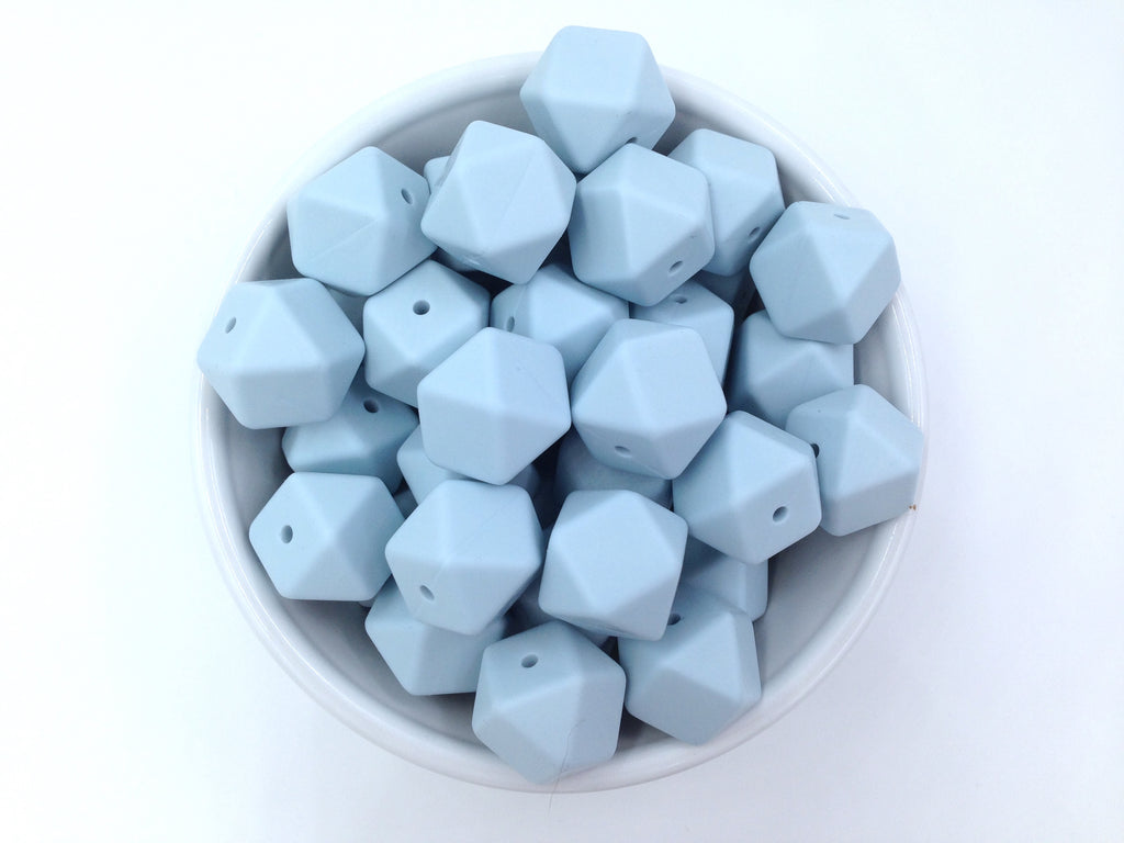 Icicle Blue Hexagon Silicone Beads