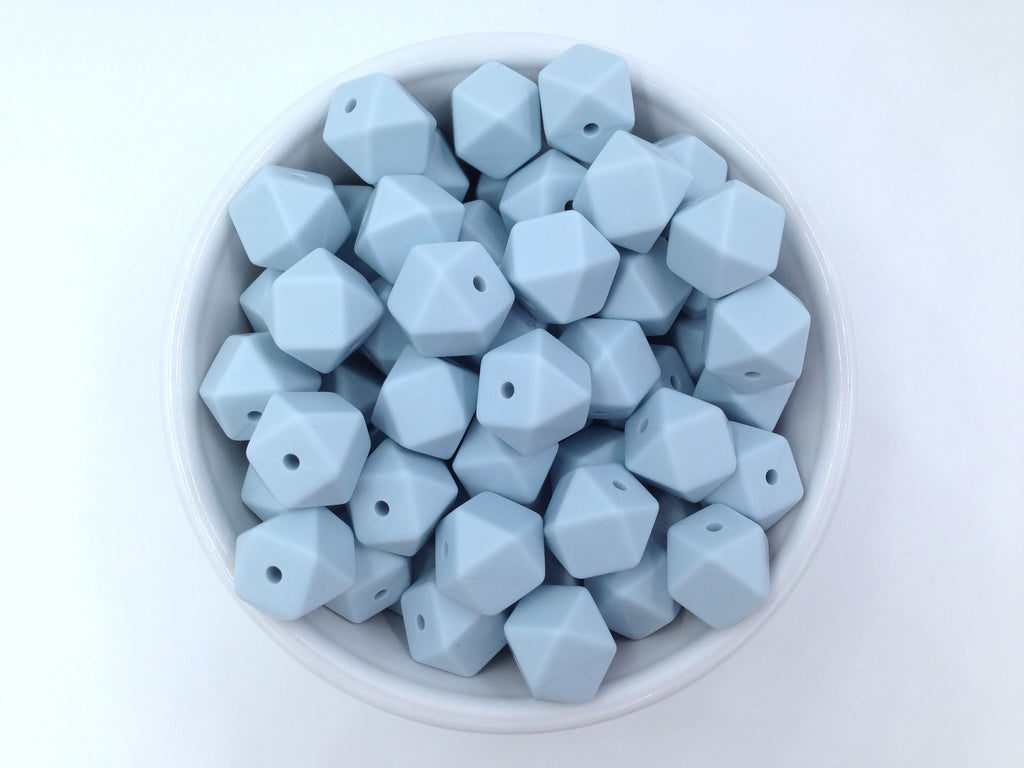 14mm Icicle Blue Mini Hexagon Silicone Beads