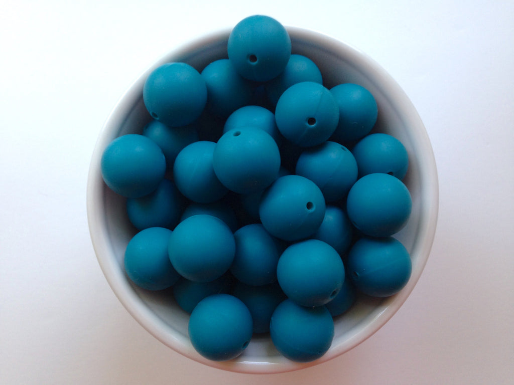 19mm Teal Blue Silicone Beads
