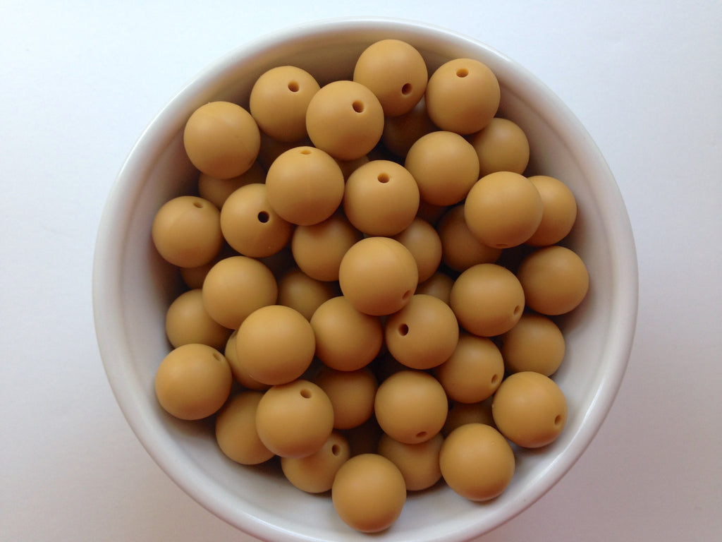 15mm Mustard Silicone Beads