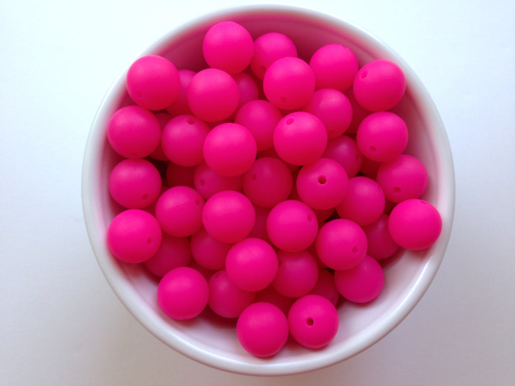 15mm Fuchsia Pink Silicone Beads