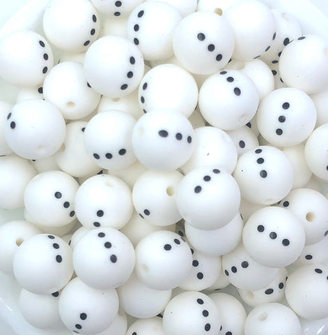 Snowman Buttons Printed Silicone Beads--15mm