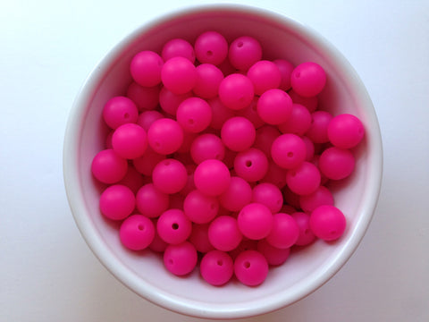 12mm Fuchsia Pink Silicone Beads