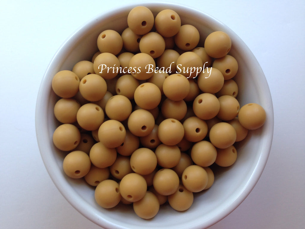 12mm Mustard Silicone Beads