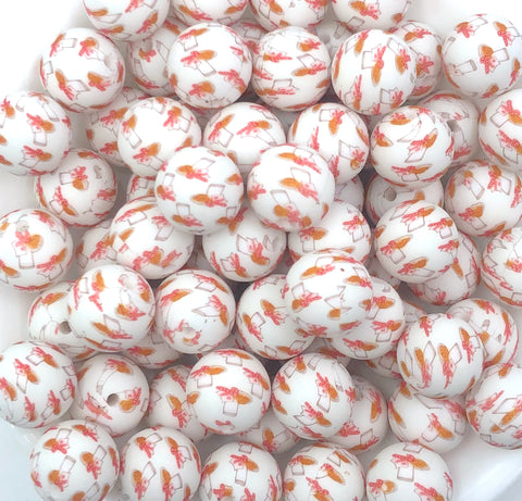 Christmas Milk & Cookie Printed Silicone Beads--15mm