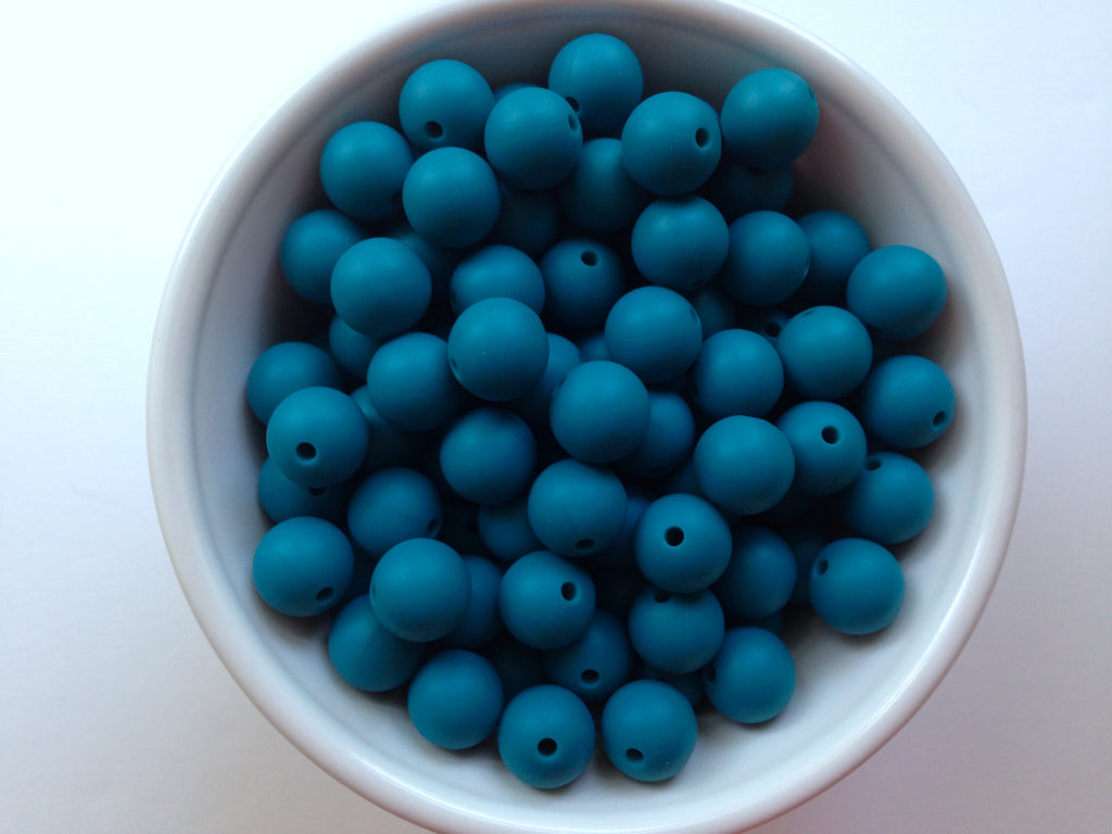 12mm Teal Blue Silicone Beads