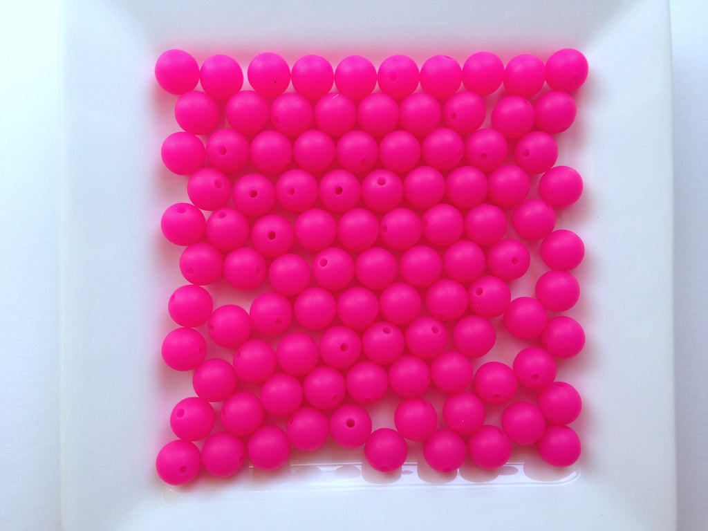 9mm Fuchsia Pink Silicone Beads
