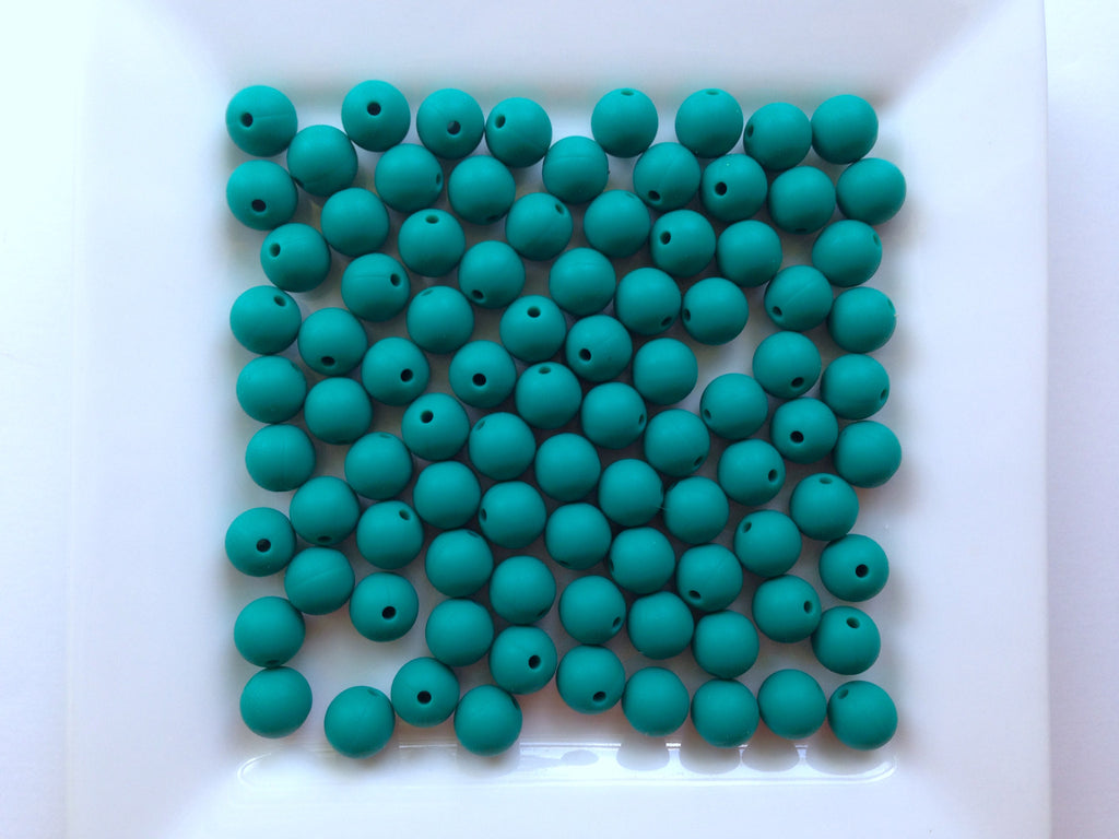 9mm Emerald Silicone Beads