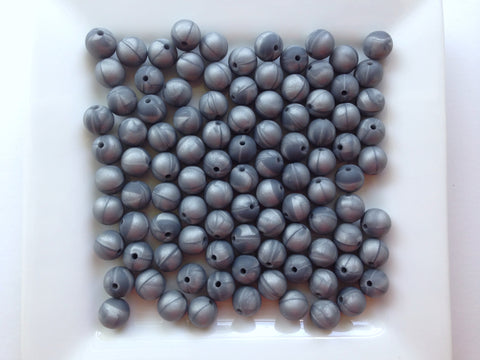 9mm Metallic Silver Silicone Beads