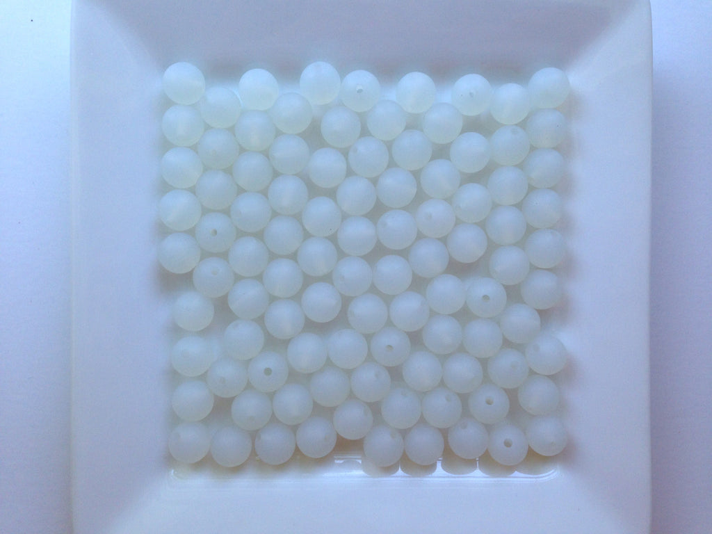 9mm Clear White Silicone Beads