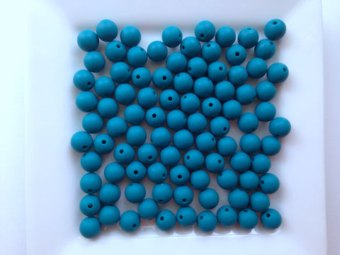 9mm Teal Blue Silicone Beads