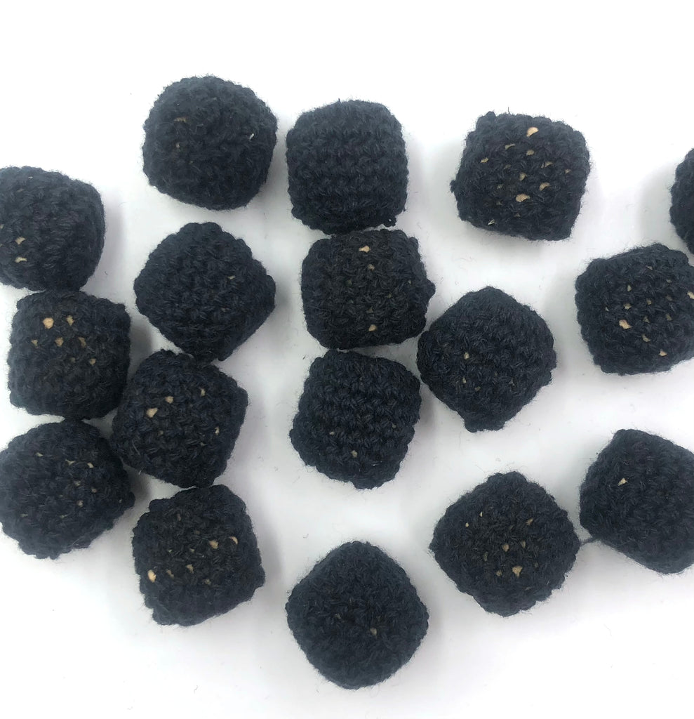 SALE--20mm Black Hexagon Crochet Beads