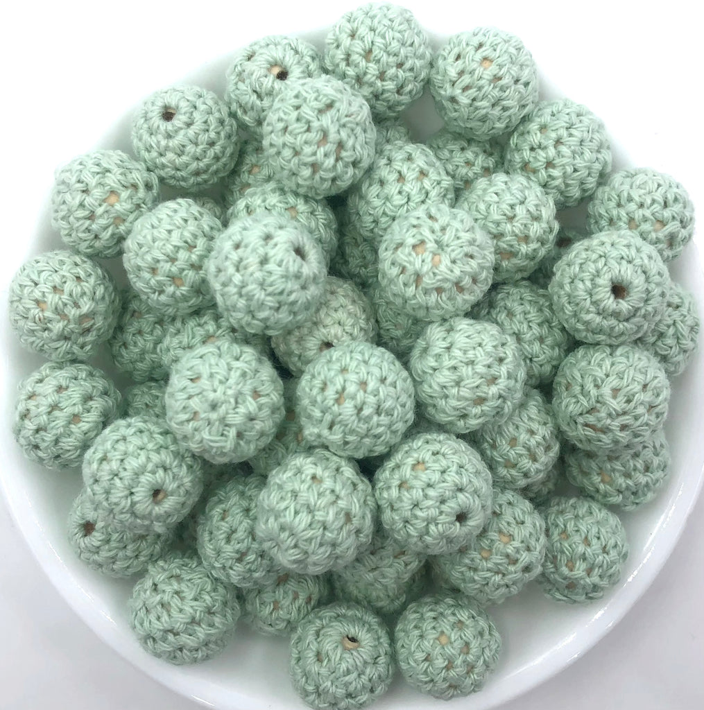 SALE--16mm Mint Crochet Beads