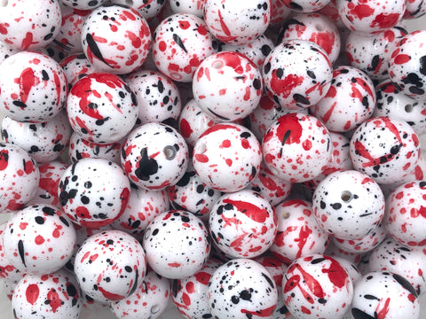20mm Red and Black Splatter Chunky Beads