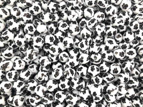 All Over Paw Print Silicone Beads--15mm