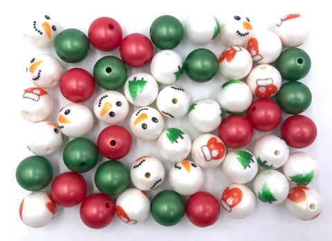 Red & Green Snowman Christmas Chunky Bead Mix