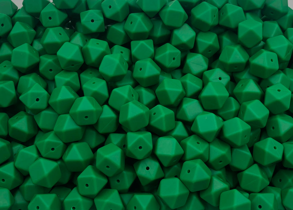 14mm Jungle Green Mini Hexagon Silicone Beads